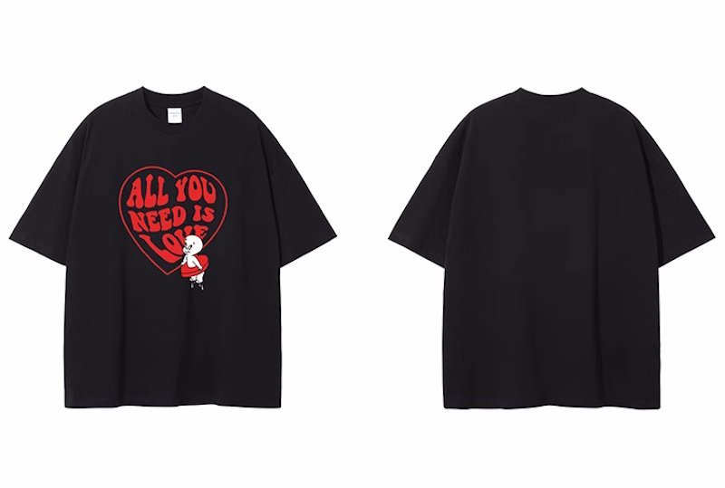 画像3: Heart and Casper embroidery Short Sleeve T-Shirt 　ハート＆キャスパー刺繍ラウンドネック Tシャツ ユニセックス 男女兼用 (3)