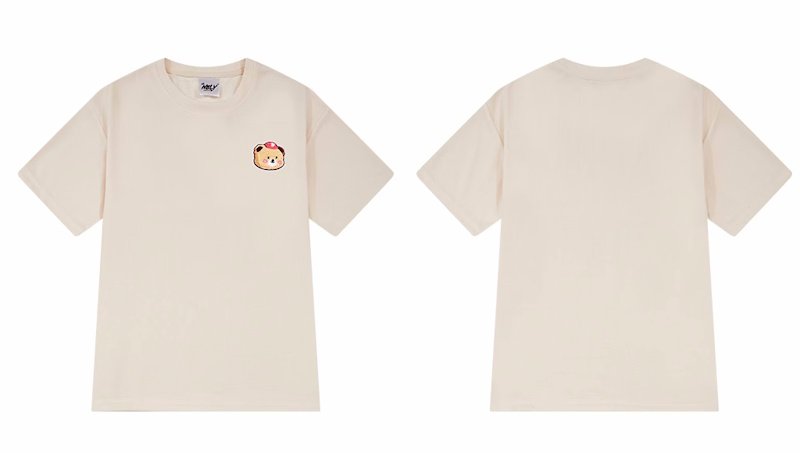 画像3: Waffle Bear One Point Bear Short Sleeve T-Shirt 　ワッフルワンポイントベア刺繍 ラウンドネック Tシャツ ユニセックス 男女兼用 (3)