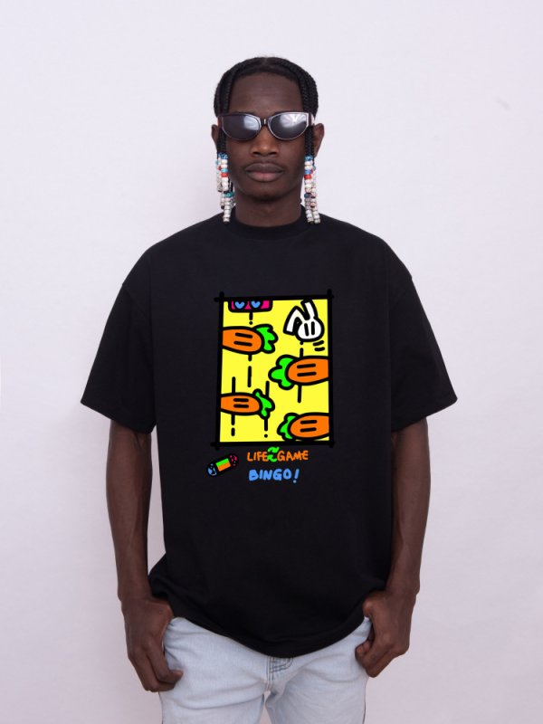 画像3: unisex unisex box carrot graphic paint Short Sleeve T-Shirt 　ボックスキャロットグラフィックペイントラウンドネック Tシャツ ユニセックス 男女兼用 (3)