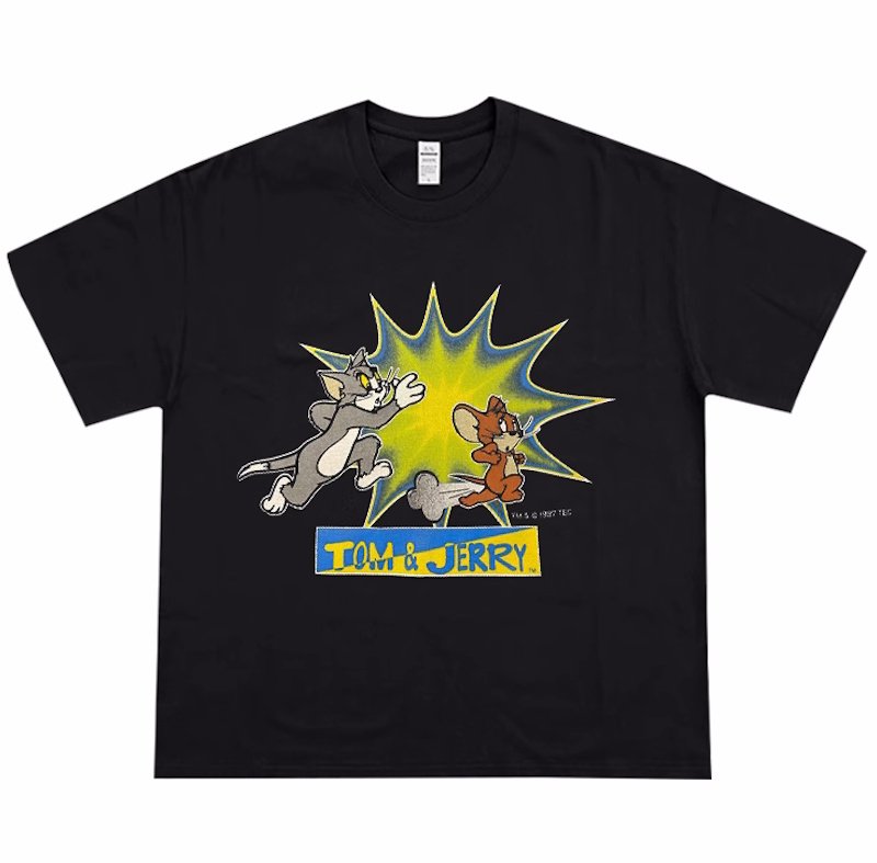 画像3: unisex  tom and jerry vintage style print Short Sleeve T-Shirt 　ヴィンテージスタイルトムとジェリープリントラウンドネック Tシャツ ユニセックス 男女兼用 (3)