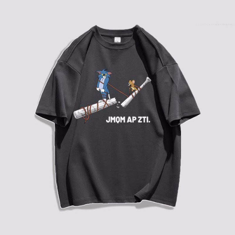 画像4: unisex Broken Bat Tom and Jerry  print Short Sleeve T-Shirt 　ブロークンバットトムとジェリープリントラウンドネック Tシャツ ユニセックス 男女兼用 (4)