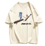 画像1: unisex Broken Bat Tom and Jerry  print Short Sleeve T-Shirt 　ブロークンバットトムとジェリープリントラウンドネック Tシャツ ユニセックス 男女兼用 (1)
