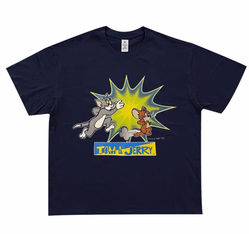 画像2: unisex  tom and jerry vintage style print Short Sleeve T-Shirt 　ヴィンテージスタイルトムとジェリープリントラウンドネック Tシャツ ユニセックス 男女兼用 (2)