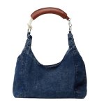 画像1: Leather handle denim tote bag　レザーハンドルデニムトートショルダーバッグ (1)