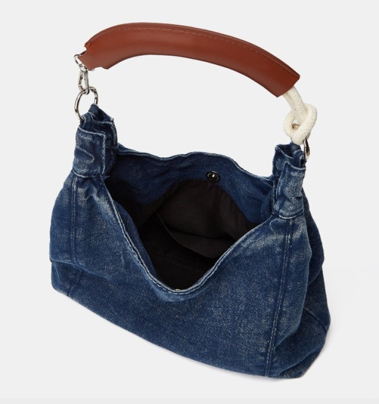 画像5: Leather handle denim tote bag　レザーハンドルデニムトートショルダーバッグ (5)