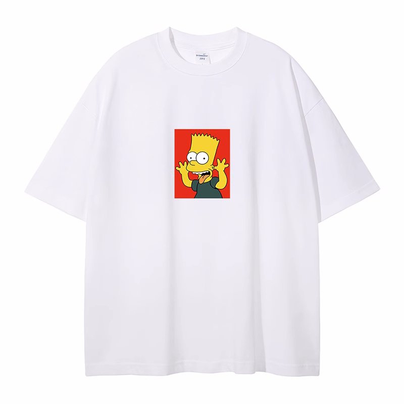 画像1: unisex box bart simpson print  Short Sleeve T-Shirt 　ボックスバートシンプソンプリントラウンドネック Tシャツ ユニセックス 男女兼用 (1)