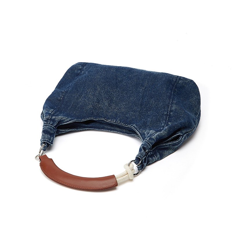 画像3: Leather handle denim tote bag　レザーハンドルデニムトートショルダーバッグ (3)