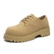 画像1: Thick-soled suede lace-up derby martin shoes Loafers　メンズ 男女兼用 厚底プラットフォームスエードレザーレースアップダービーマーティンシューズローファースリッポン (1)