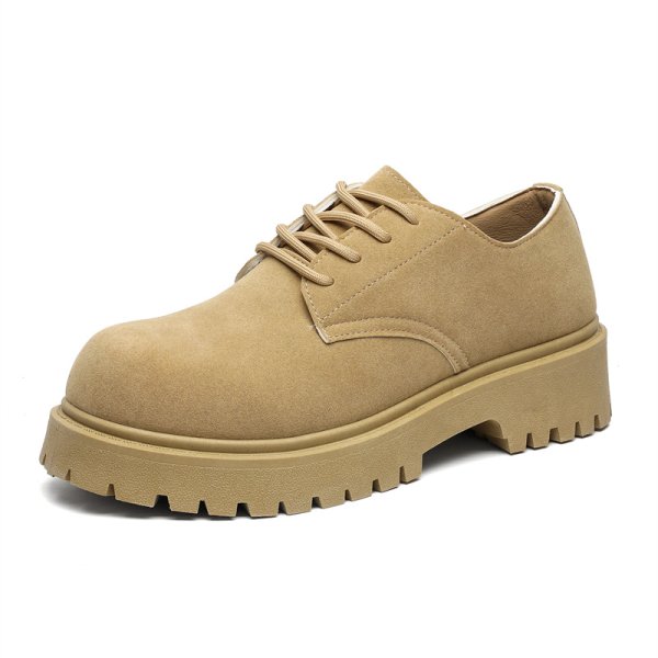 画像1: Thick-soled suede lace-up derby martin shoes Loafers　メンズ 男女兼用 厚底プラットフォームスエードレザーレースアップダービーマーティンシューズローファースリッポン (1)