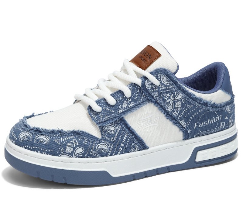 画像1: Unisex Paisley canvas Lace-up Sneakers shoes  ユニセックス 男女兼用ペイズリーキャンバスレースアップスニーカー (1)
