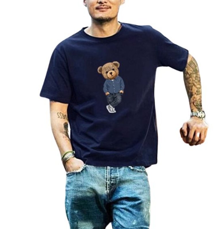 画像5: unisex Trendy Stylish Bear print Short Sleeve T-Shirt 　トレンディースタイリッシュベア熊プリントラウンドネック Tシャツ ユニセックス 男女兼用 (5)