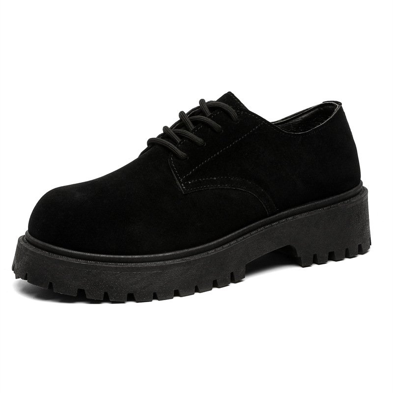 画像2: Thick-soled suede lace-up derby martin shoes Loafers メンズ 男女兼用 厚底プラットフォームスエードレザーレースアップダービーマーティンシューズローファースリッポン (2)