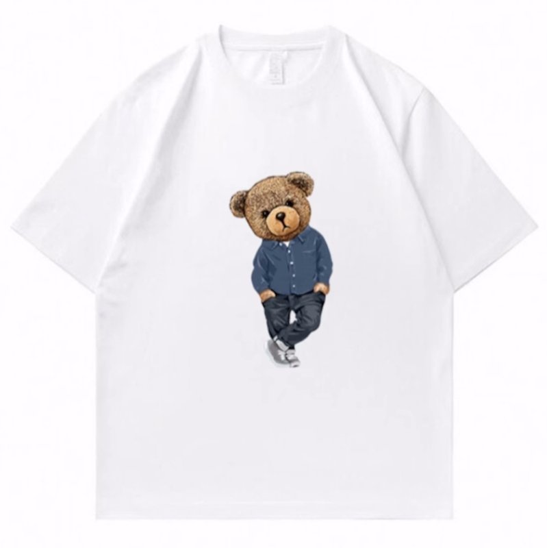 画像2: unisex Trendy Stylish Bear print Short Sleeve T-Shirt 　トレンディースタイリッシュベア熊プリントラウンドネック Tシャツ ユニセックス 男女兼用 (2)