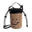画像1: Smile Drawstring Basket Tote Shoulder Bag　スマイル筒形バスケットかご籠トートショルダーバッグ (1)