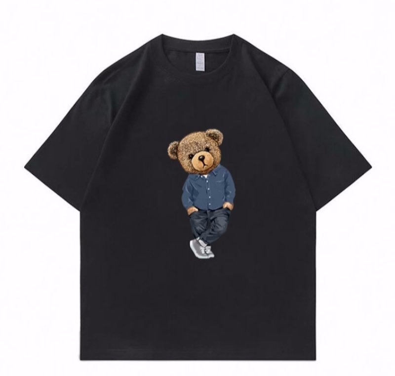 画像4: unisex Trendy Stylish Bear print Short Sleeve T-Shirt 　トレンディースタイリッシュベア熊プリントラウンドネック Tシャツ ユニセックス 男女兼用 (4)