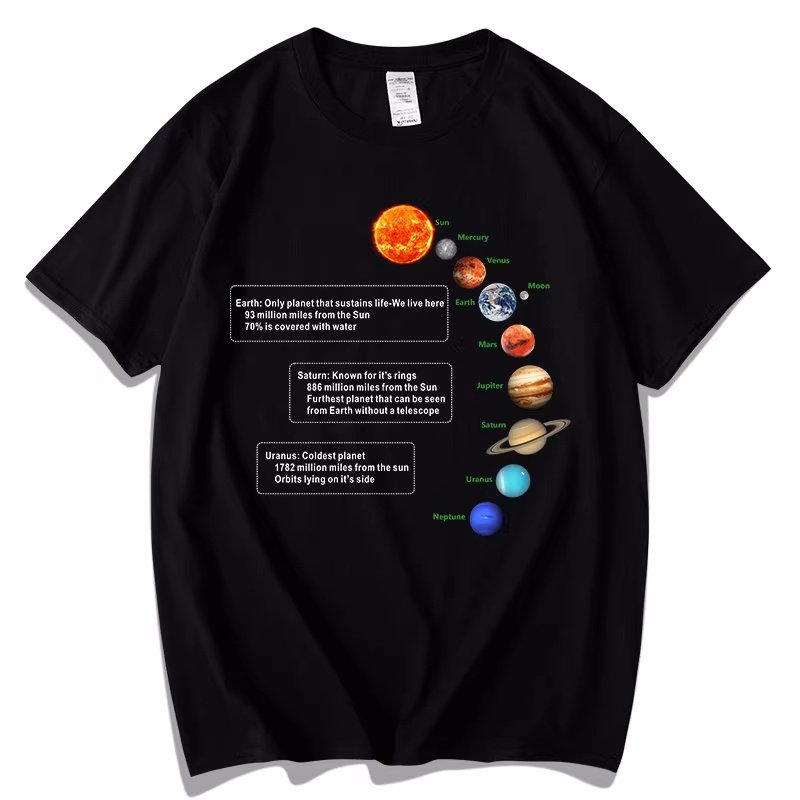 画像2: unisex Planet print round neck Short Sleeve T-Shirt 　プラネット プリントラウンドネック Tシャツ ユニセックス 男女兼用 (2)