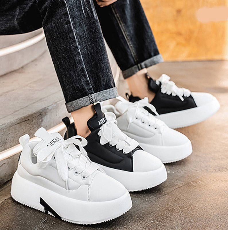 画像5: Unisex  Round toe lace-up platform dad sneakers shoes ユニセックス 男女兼用ラウンドトゥレースアップ厚底ダッドスニーカー　シューズ (5)