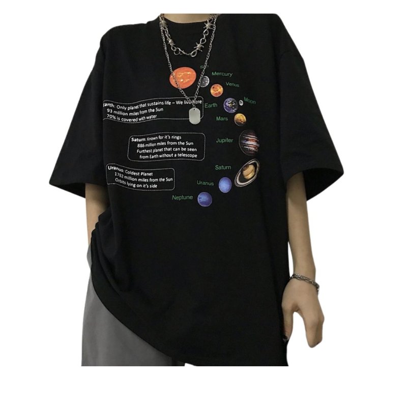 画像8: unisex Planet print round neck Short Sleeve T-Shirt 　プラネット プリントラウンドネック Tシャツ ユニセックス 男女兼用 (8)