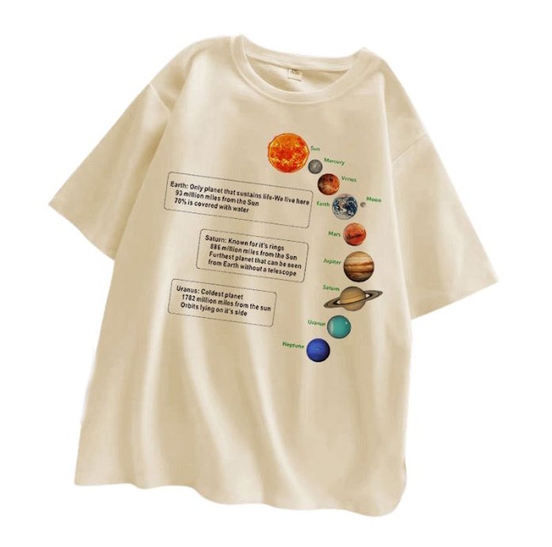 画像4: unisex Planet print round neck Short Sleeve T-Shirt 　プラネット プリントラウンドネック Tシャツ ユニセックス 男女兼用 (4)
