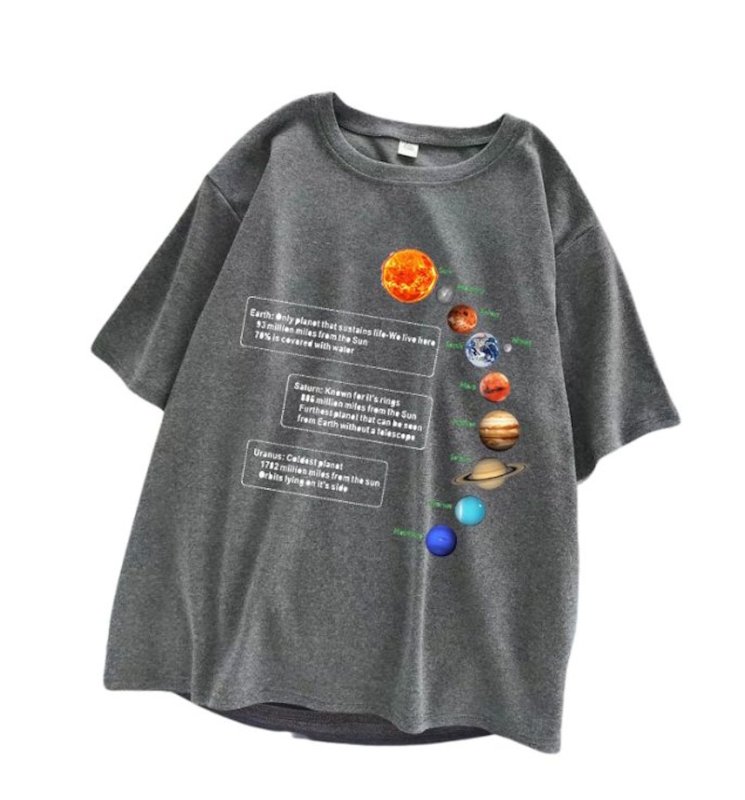 画像3: unisex Planet print round neck Short Sleeve T-Shirt 　プラネット プリントラウンドネック Tシャツ ユニセックス 男女兼用 (3)