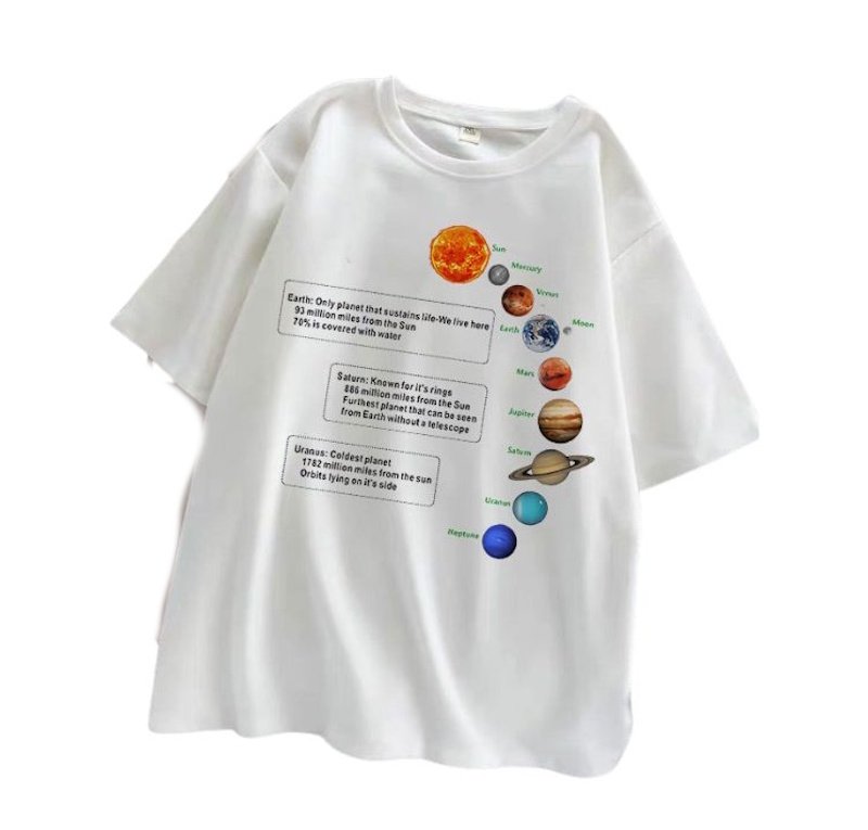 画像6: unisex Planet print round neck Short Sleeve T-Shirt 　プラネット プリントラウンドネック Tシャツ ユニセックス 男女兼用 (6)