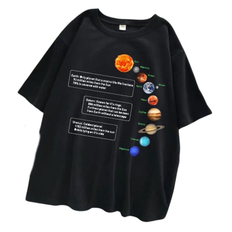 画像7: unisex Planet print round neck Short Sleeve T-Shirt 　プラネット プリントラウンドネック Tシャツ ユニセックス 男女兼用 (7)