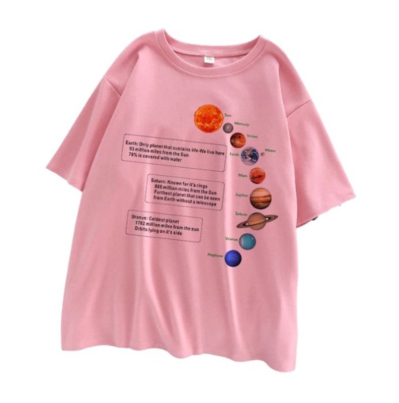 画像5: unisex Planet print round neck Short Sleeve T-Shirt 　プラネット プリントラウンドネック Tシャツ ユニセックス 男女兼用 (5)