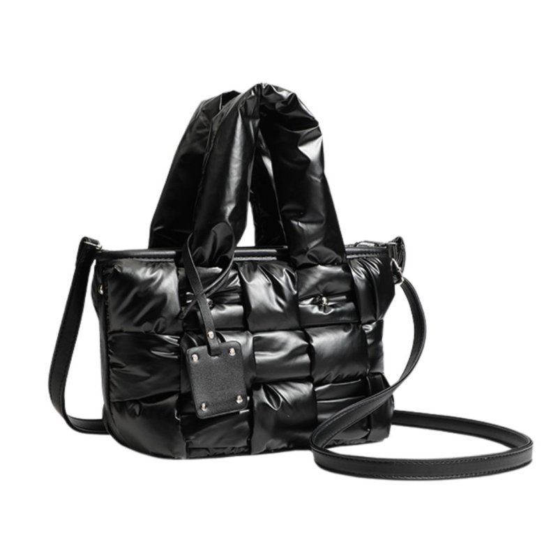 画像1: 25 Quilted Soft Leather Down Mini Tote Shoulder Bag キルティング パッファー ミニ レザー ダウン ミニトートショルダーバッグ エコバッグ (1)