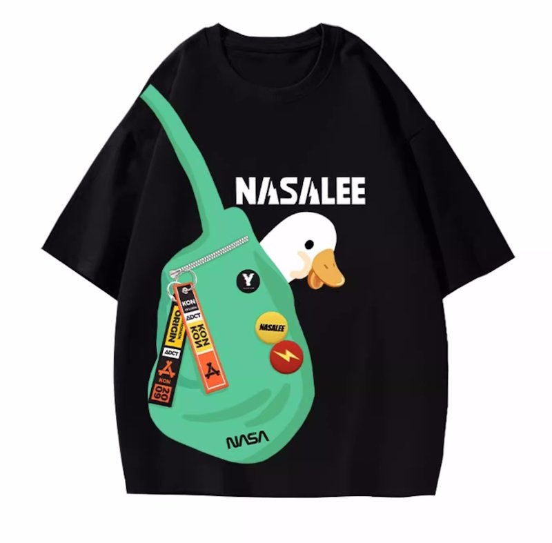 画像1: unisex NASALEE x Bag Goose print Short Sleeve T-Shirt 　ナサNASALEEバッググースプリントラウンドネック Tシャツ ユニセックス 男女兼用 (1)