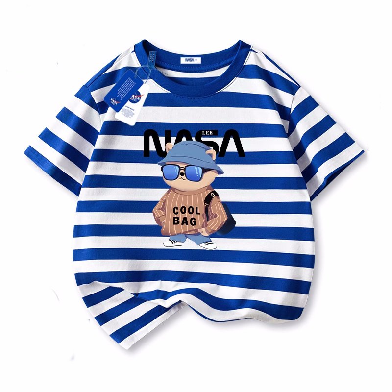 画像9: unisex NASA× Going out with sunglasses bear print Short Sleeve T-Shirt 　お出かけサングラスベア熊プリントラウンドネック Tシャツ ユニセックス 男女兼用 (9)