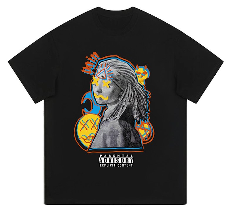 画像3: unisex Hip Hop Girl x Kaws Heavy Damage Wash Short Sleeve T-Shirt　ヒップホップガール×カウズダメージプリントラウンドネック Tシャツ ユニセックス 男女兼用 (3)