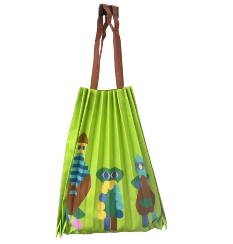 画像2: Art Print Pleated Shoulder Tote Shopping Eco Bag　アートプリントプリーツショルダートートショッピングエコバッグ (2)