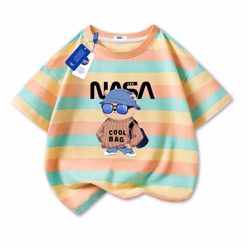 画像10: unisex NASA× Going out with sunglasses bear print Short Sleeve T-Shirt 　お出かけサングラスベア熊プリントラウンドネック Tシャツ ユニセックス 男女兼用 (10)