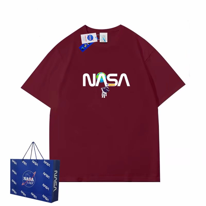 画像4: unisex NASA x Space x Astronaut print Short Sleeve T-Shirt 　ナサNASA×宇宙×宇宙飛行士プリントラウンドネック Tシャツ ユニセックス 男女兼用 (4)