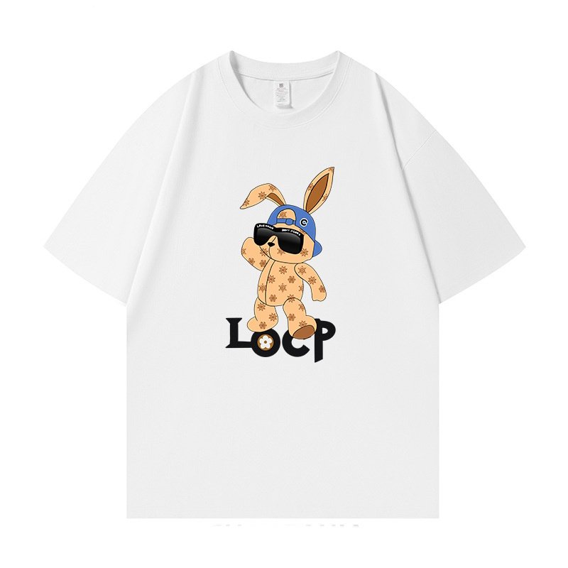 画像2: unisex Monogram Rabbit print Short Sleeve T-Shirt 　モノグラムラビットプリントラウンドネック Tシャツ ユニセックス 男女兼用 (2)