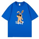 画像1: unisex Monogram Rabbit print Short Sleeve T-Shirt 　モノグラムラビットプリントラウンドネック Tシャツ ユニセックス 男女兼用 (1)