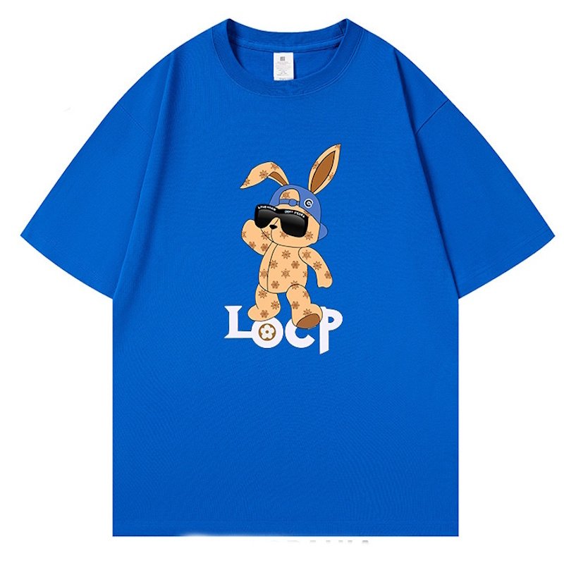 画像1: unisex Monogram Rabbit print Short Sleeve T-Shirt 　モノグラムラビットプリントラウンドネック Tシャツ ユニセックス 男女兼用 (1)