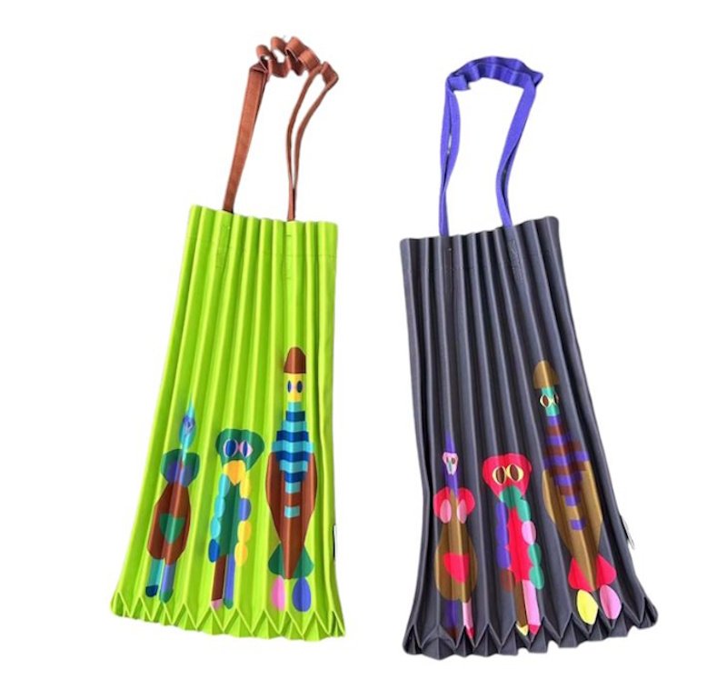 画像3: Art Print Pleated Shoulder Tote Shopping Eco Bag　アートプリントプリーツショルダートートショッピングエコバッグ (3)