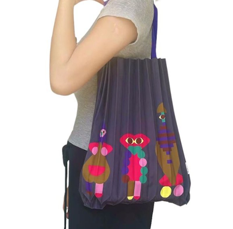 画像4: Art Print Pleated Shoulder Tote Shopping Eco Bag　アートプリントプリーツショルダートートショッピングエコバッグ (4)