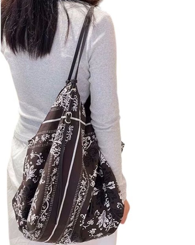 画像7: Paisley Leather Handle Tote Shoulder Eco Shopping Bag 　ペイズリーレザーハンドルトートショルダーエコショッピングバッグ (7)