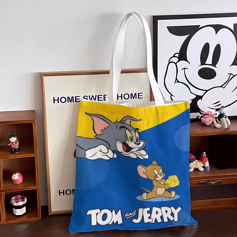 画像2: Tom and Jerry Print Tote Shoulder Bag Eco Shopping Bag 　トムとジェリトートショルダーエコショッピングバッグ (2)