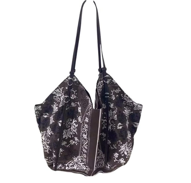 画像3: Paisley Leather Handle Tote Shoulder Eco Shopping Bag 　ペイズリーレザーハンドルトートショルダーエコショッピングバッグ (3)
