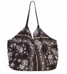 画像1: Paisley Leather Handle Tote Shoulder Eco Shopping Bag 　ペイズリーレザーハンドルトートショルダーエコショッピングバッグ (1)