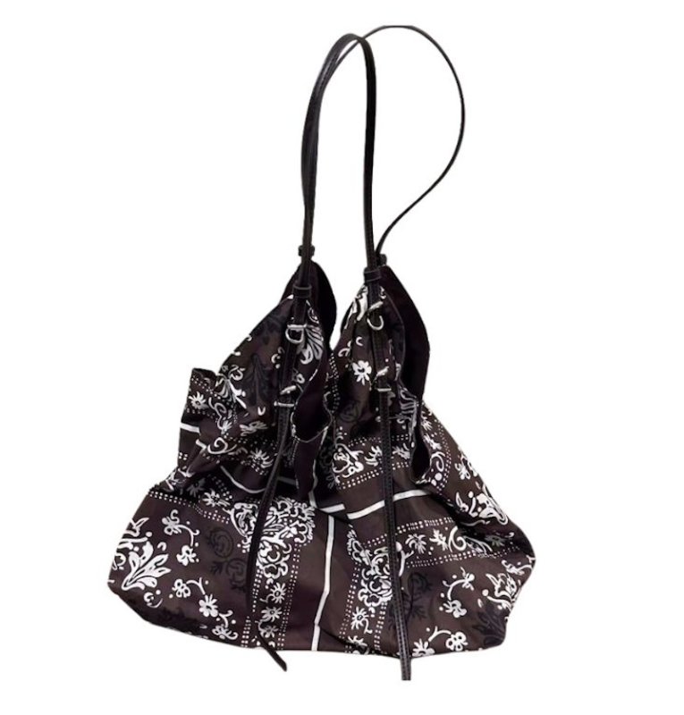 画像4: Paisley Leather Handle Tote Shoulder Eco Shopping Bag 　ペイズリーレザーハンドルトートショルダーエコショッピングバッグ (4)