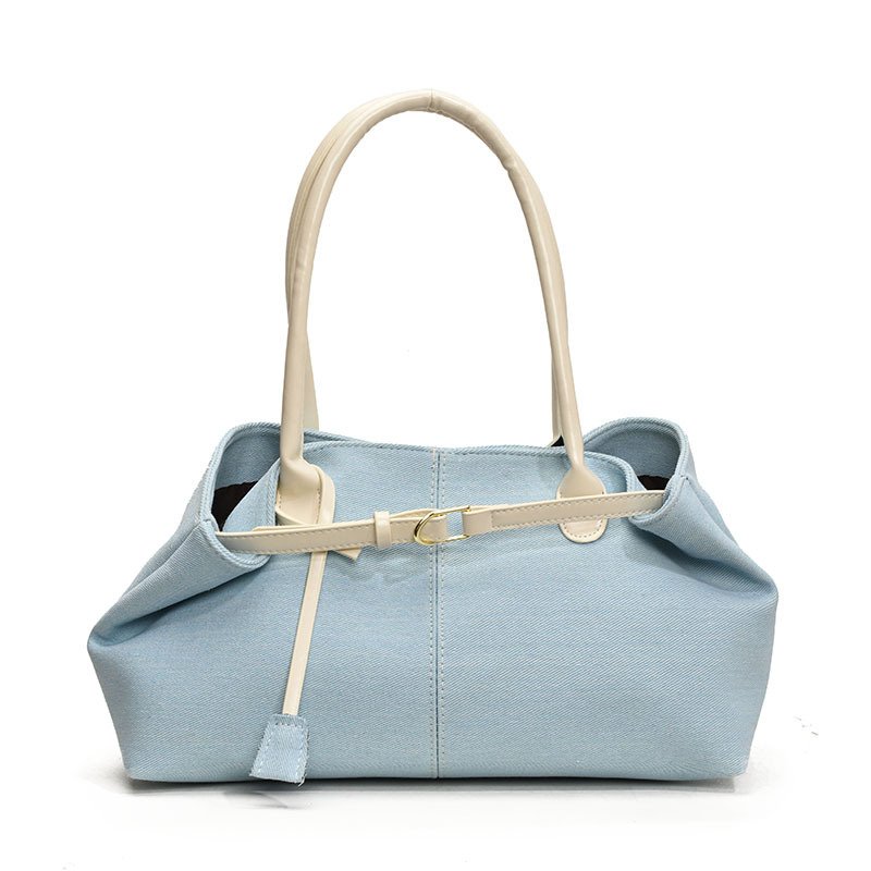 画像3: Contrast color denim tote shoulder underarm bag コントラストカラーデニムトートショルダーアンダーアームバッグ (3)