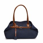 画像1: Contrast color denim tote shoulder underarm bag　コントラストカラーデニムトートショルダーアンダーアームバッグ (1)