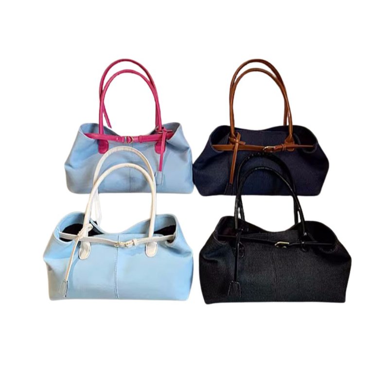 画像5: Contrast color denim tote shoulder underarm bag コントラストカラーデニムトートショルダーアンダーアームバッグ (5)