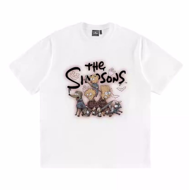 画像2: unisex The Fighting Simpson Family Short Sleeve T-Shirt ファイティングシンプソンファミリープリントラウンドネック Tシャツ ユニセックス 男女兼用 (2)