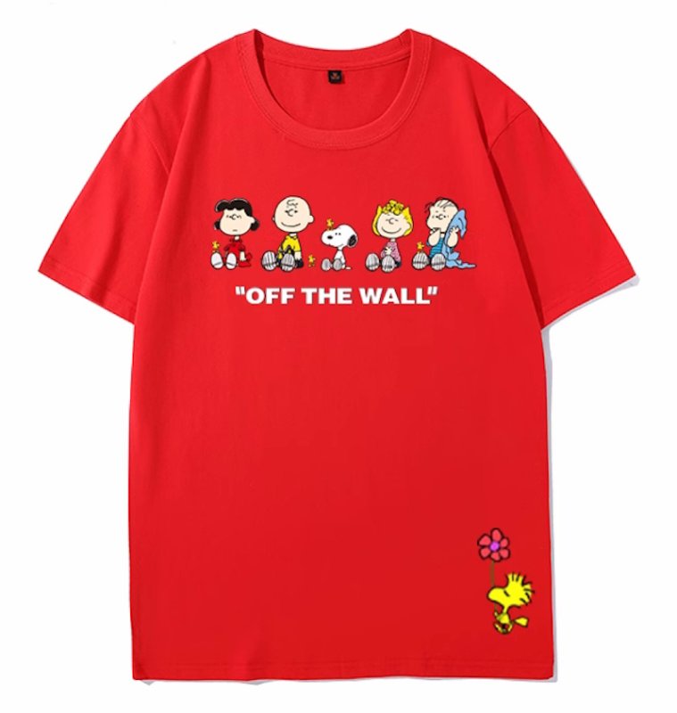 画像2: unisex  Snoopy and Friends Joint Short Sleeve T-Shirt　スヌーピーと仲間たちジョイントプリントラウンドネック Tシャツ ユニセックス 男女兼用 (2)