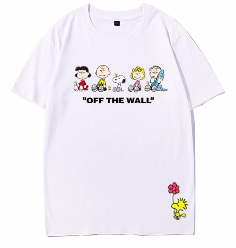 画像1: unisex  Snoopy and Friends Joint Short Sleeve T-Shirt　スヌーピーと仲間たちジョイントプリントラウンドネック Tシャツ ユニセックス 男女兼用 (1)